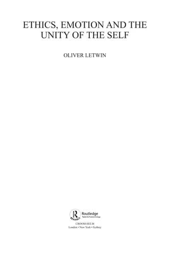 Cover of Ethics, Emotion and the Unity of the Self (Routledge Revivals)