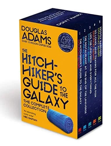 Cover of The Hitchhiker's Guide to the Galaxy 5 Book Box Set by Douglas Adams Complete Edition