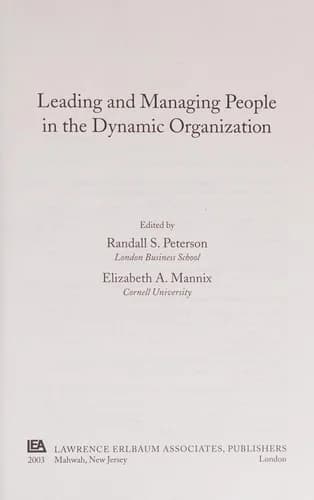 Cover of Leading and Managing People in the Dynamic Organization