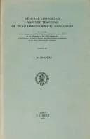 General Linguistics and the Teaching of Dead Hamito-Semitic Languages