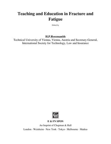 Cover of Teaching and Education in Fracture and Fatigue