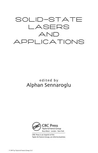Cover of Solid-State Lasers and Applications
