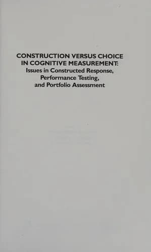 Cover of Construction Versus Choice in Cognitive Measurement