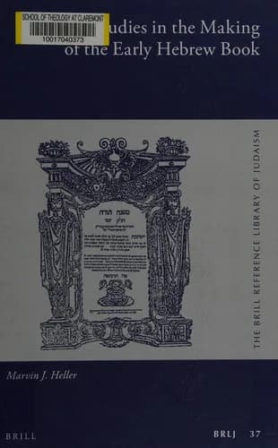 Cover of Further Studies in the Making of the Early Hebrew Book