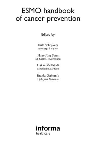 Cover of ESMO Handbook of Cancer Prevention