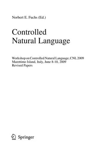 Cover of Controlled Natural Language