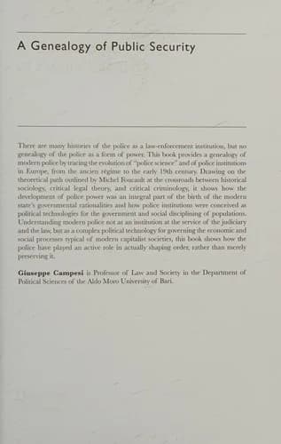 Cover of A Genealogy of Public Security