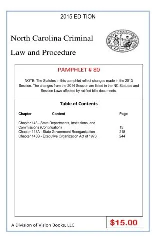 Cover of North Carolina Criminal Law and Procedure-Pamphlet 80