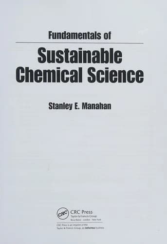 Cover of Fundamentals of Sustainable Chemical Science