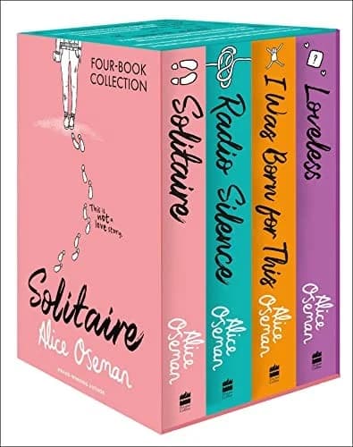 Cover of Alice Oseman Four Book Box Set Solitaire, Radio Silence, I Was Born For This, Loveless