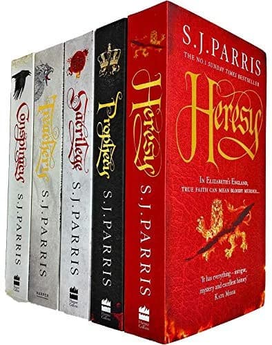 Cover of S. J. Parris 5 Books Collection Set (Heresy, Prophecy, Sacrilege, Treachery & Conspiracy)