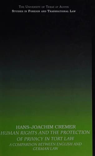 Cover of Human Rights and the Protection of Privacy in Tort Law