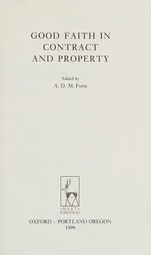 Cover of Good Faith in Contract and Property Law