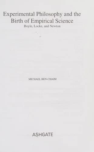 Cover of Experimental Philosophy and the Birth of Empirical Science