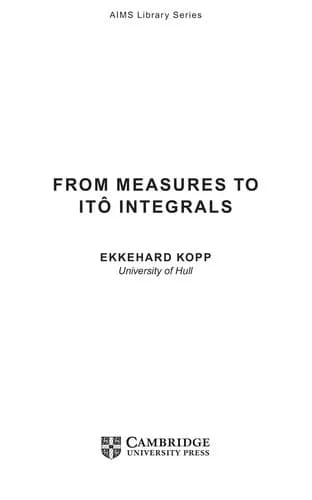 Cover of From Measures to Ito Integrals