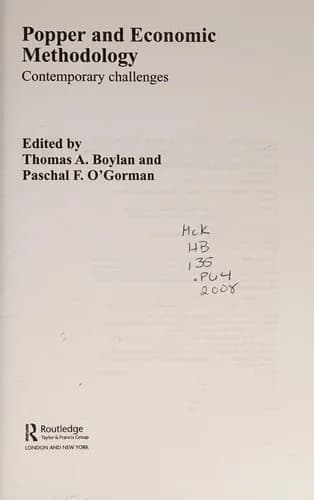 Cover of Popper and Economic Methodology