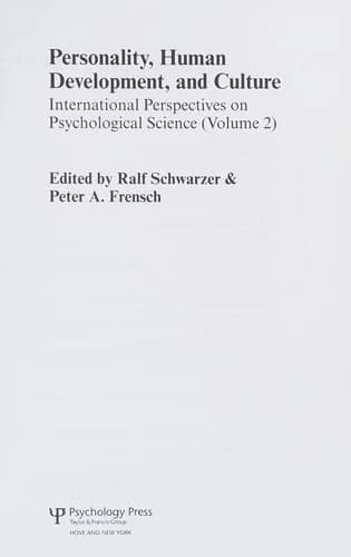 Cover of Personality, Human Development, and Culture
