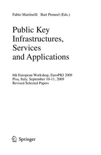 Cover of Public Key Infrastructures, Services and Applications
