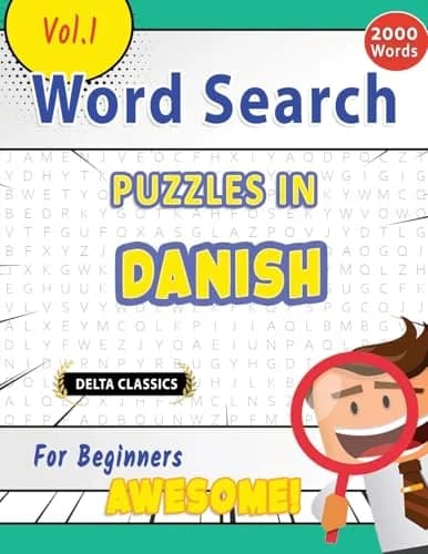 Cover of Word Search Puzzles in Danish for Beginners - Awesome! Vol.1 - Delta Classics
